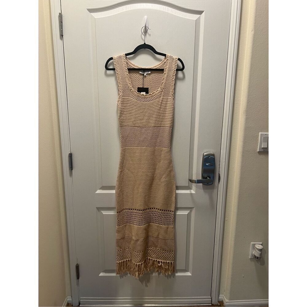 EN SAISON Ruby Crochet Novelty Fringe Midi Dress COLOR: Natural Size S NWT$118 - Picture 4 of 8